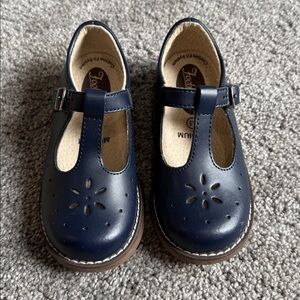Navy Blue T-Bar Leather Shoes footmates worn once
